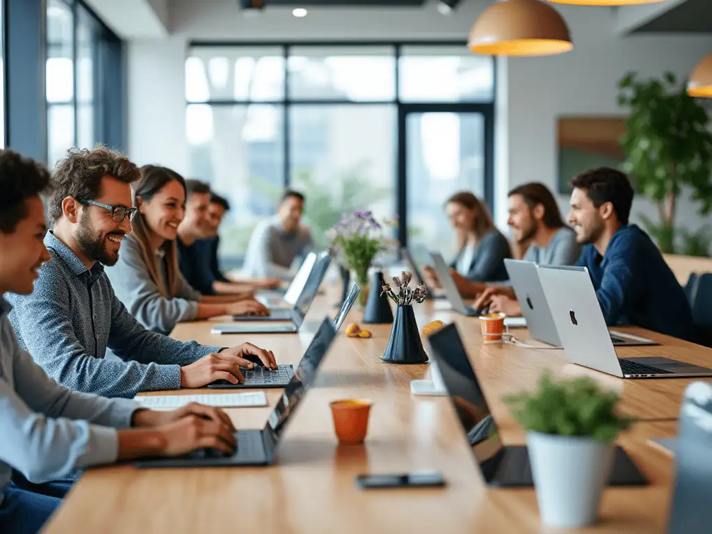 Kollegen arbeiten gemeinsam in einem modernen Büro